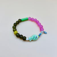 Image 1 of Mint green fish glass bracelet