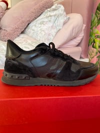 Image 5 of Valentino Garavani Men’s Rockstud Black Nylon Trainers