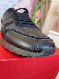 Image 3 of Valentino Garavani Men’s Rockstud Black Nylon Trainers