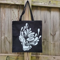 Yin and yang  skull canvas tote