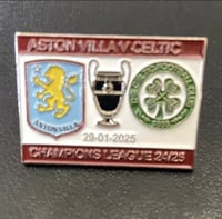 Image 1 of Villa V Celtic Champions league match Badge available with claret border and green border