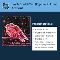 Image 3 of I'm Safe With You (Pigeons in Love) - Art Print