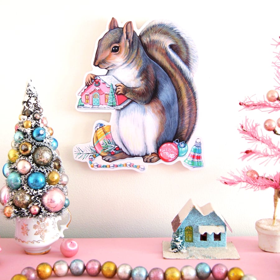 Image of Christmas Squirrel plaque