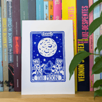 Linogravure Lune Bleue