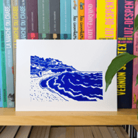 Linogravure Mer de Bandol Bleu