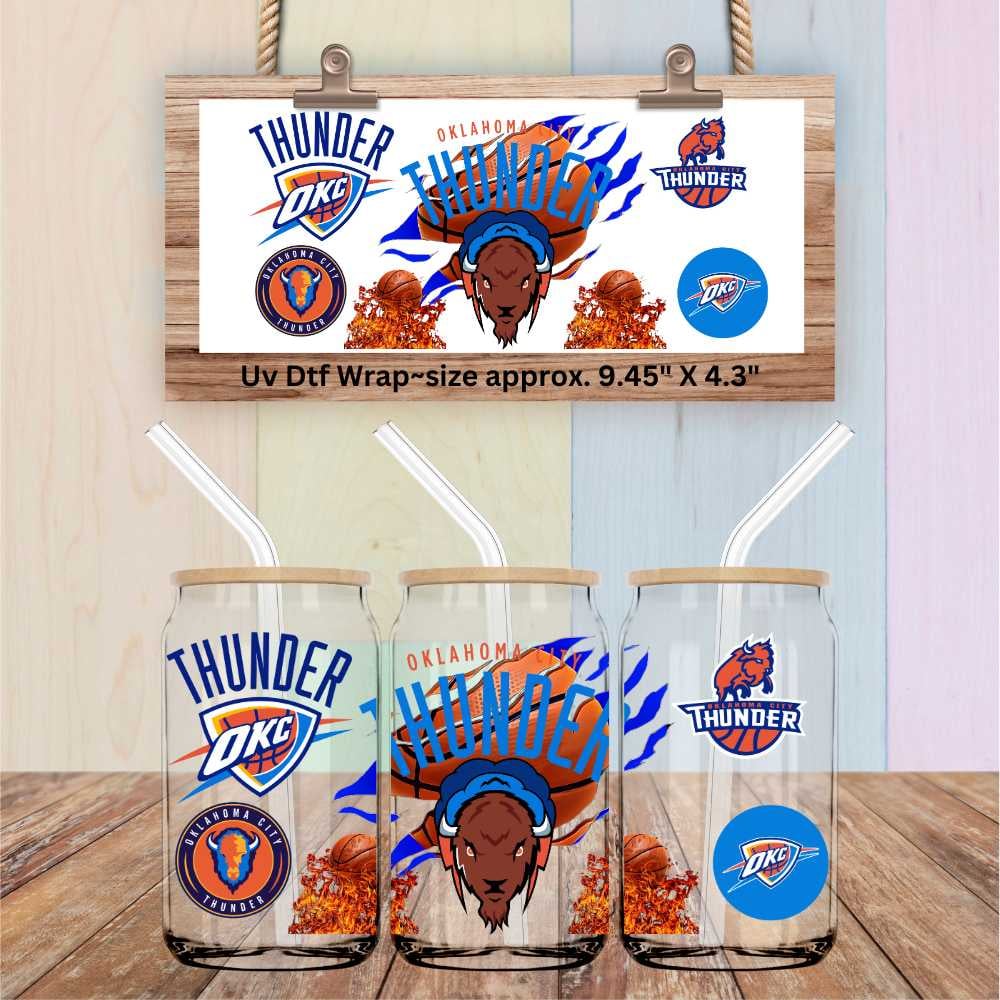 Image of OKC Thunder Basketball Single Sided Uv Dtf Wrap W0573