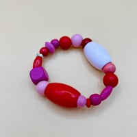 Image 1 of Raspberry ripple wooden bead bracelet 