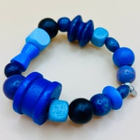 Image 3 of Indigo drift wooden bead bracelet 