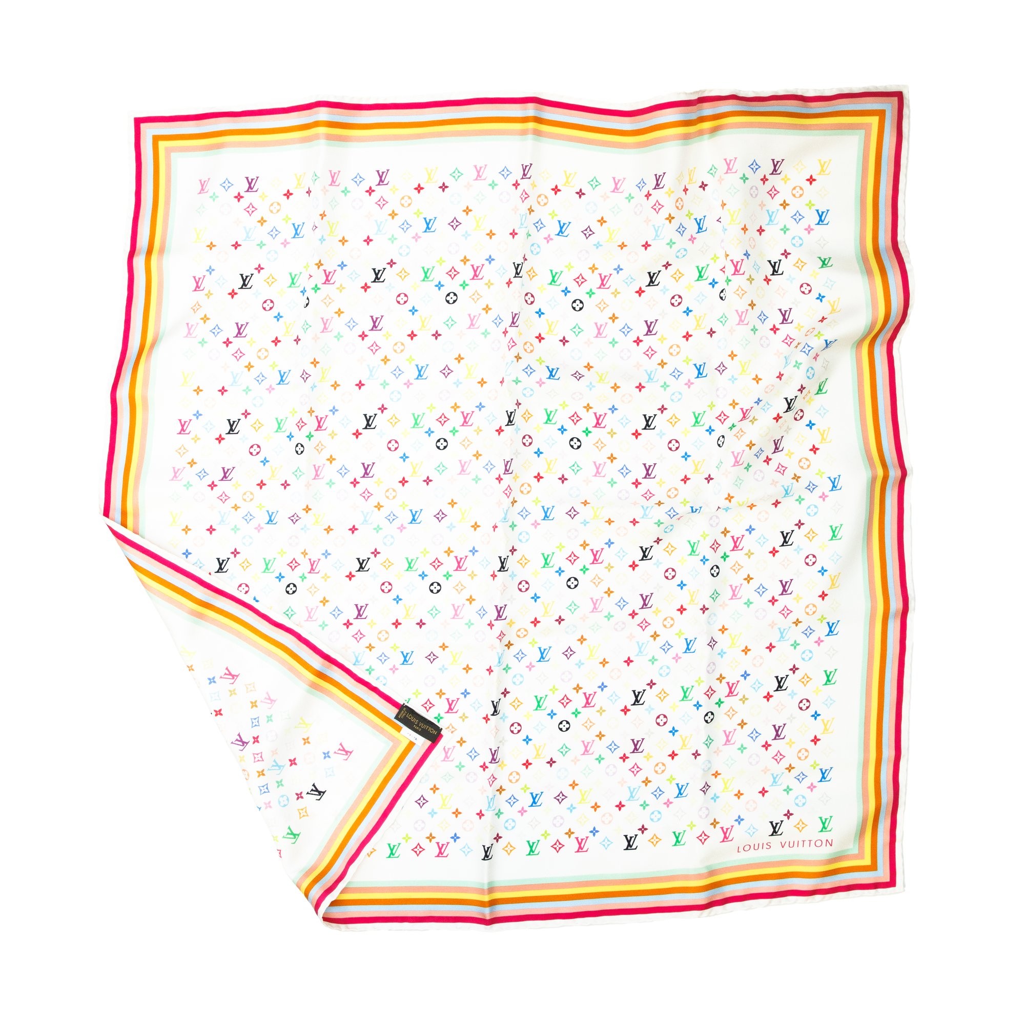 Image of Louis Vuitton Murakami White Monogram Silk Scarf