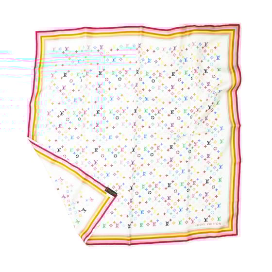 Image of Louis Vuitton Murakami White Monogram Silk Scarf