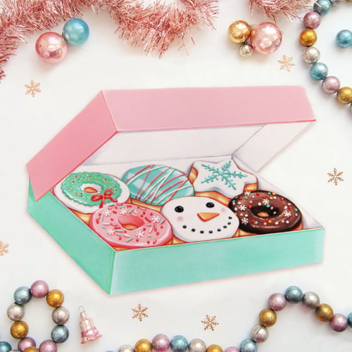 Image of Box of Christmas/winter Donuts plaque 