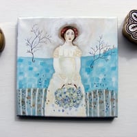 Original acrylic painting on canvas- female portrait, contemporary artwork, home decor