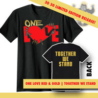 Image 1 of ONE LOVE TEE RED & GOLD | TOGETHER WE STAND