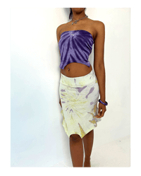 Image 1 of YELLOW/PURPLE DYE T-SKIRT - SIZE S