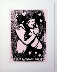 Image 1 of EMMA HARVEY 'Resist Sabotage Distrupt' - Limited edition lino print (2024)