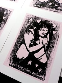 Image 3 of EMMA HARVEY 'Resist Sabotage Distrupt' - Limited edition lino print (2024)