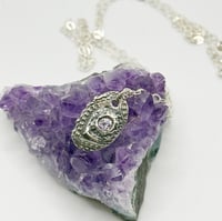 Image 2 of Dainty Lavender CZ & Fine Silver Necklace