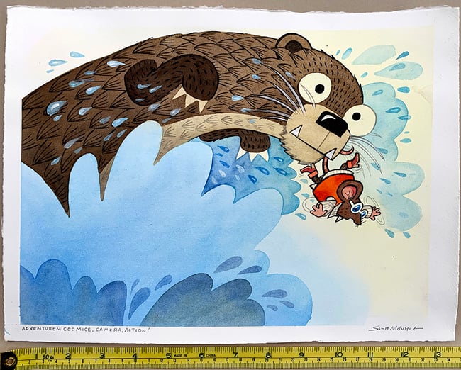 Mice Camera Action Original Art: Very Realistic-Looking Otter!