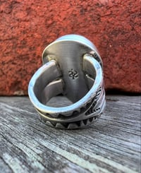 Image 6 of WL&A Handmade Heavy Ingot Split Band Patagonia Turquoise (AZ) Ring - Size 8