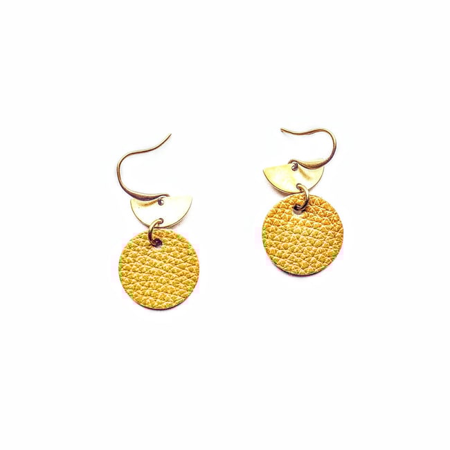 NEW Pilar Mustard Leather Earrings 