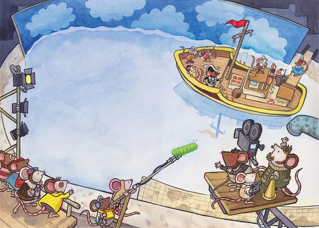 Mice Camera Action Original Art: Bathtub FIlm Set