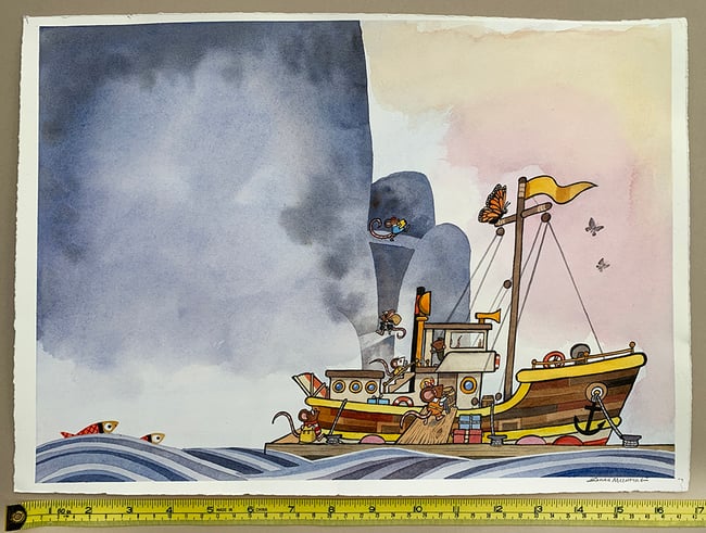 Mice Camera Action Original Art: Setting Off in the Daring Dormouse