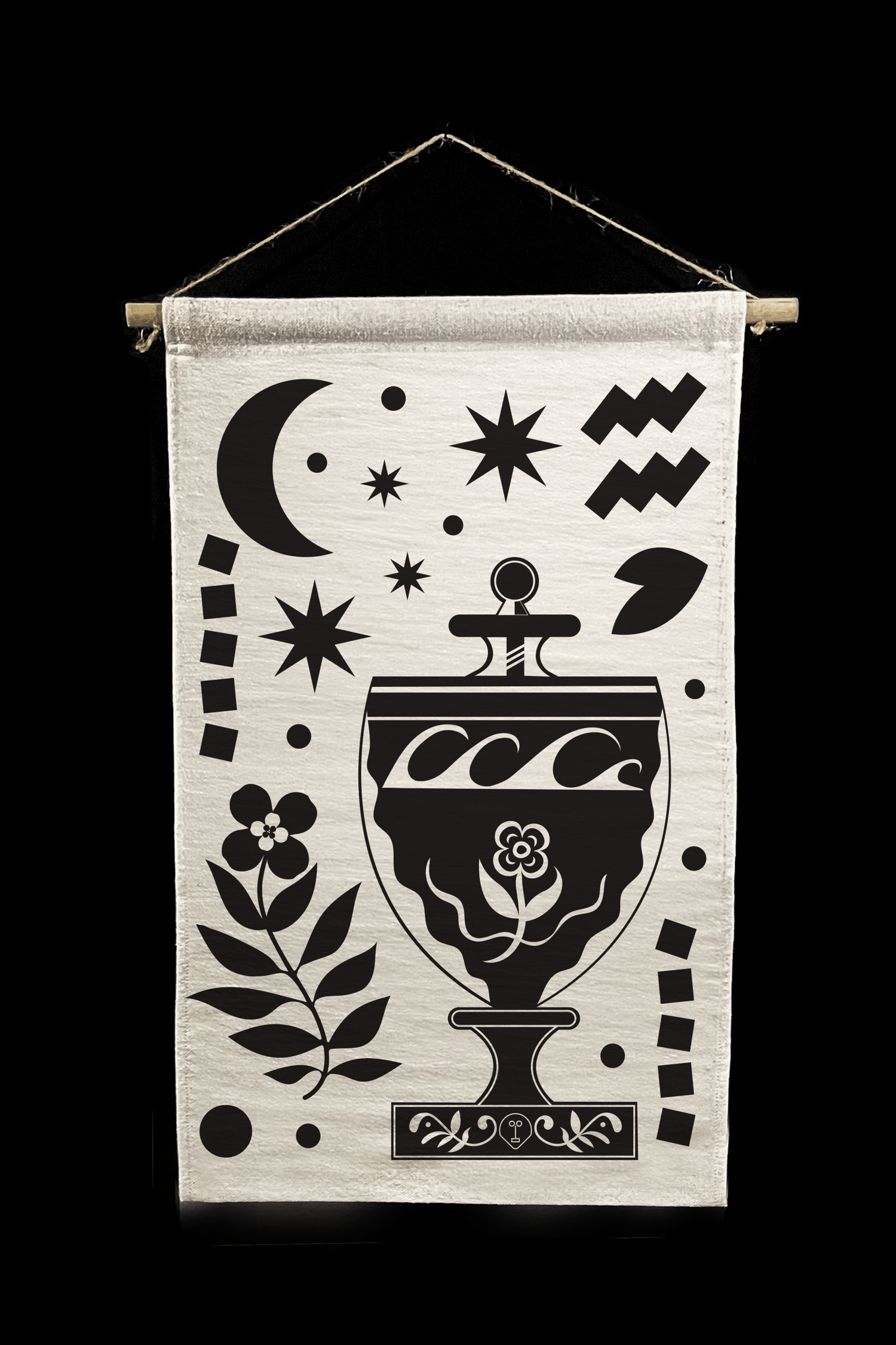 Moon & Urn - Canvas Tapestry
