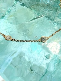 Image 2 of 14k solid gold diamond station chain bracelet 