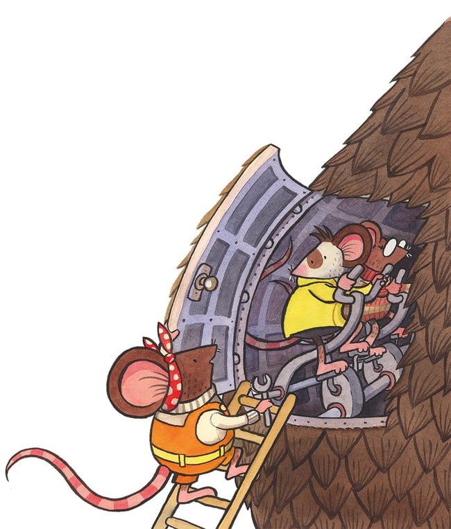 Mice Camera Action Original Art: Powering the Mechanical Otter