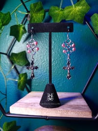 Image 3 of Crucifix Chainmaille Earrings
