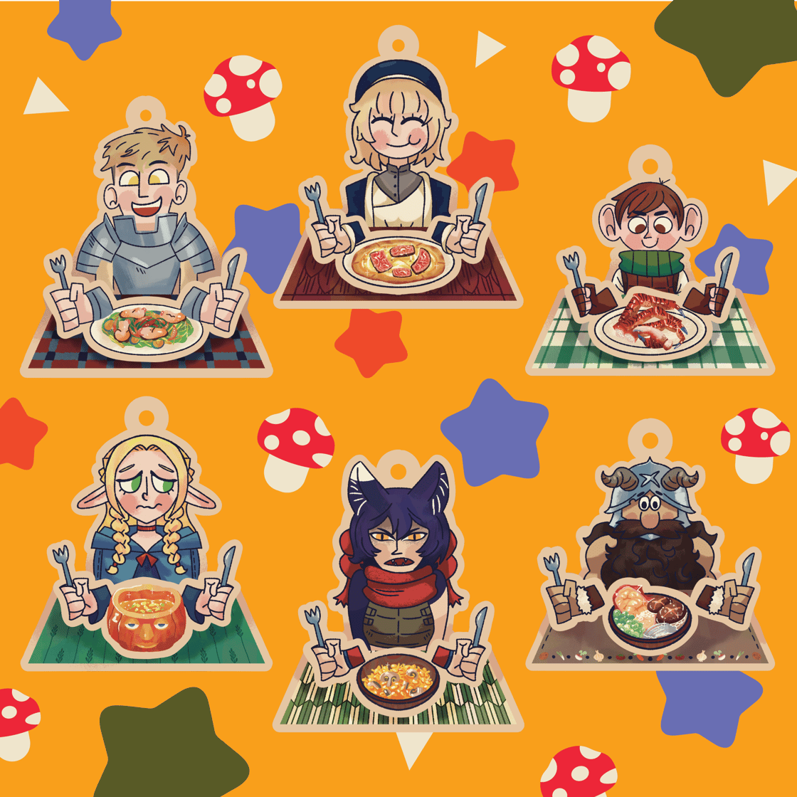 Image of Delicious In Dungeon 3D Wooden Charms