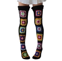Image 1 of Black Crotchet Patchwork Leg Warmers