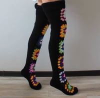Image 2 of Black Crotchet Patchwork Leg Warmers