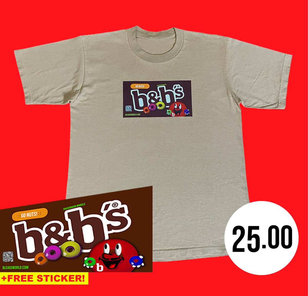 Image of Tan B&B’s Skateboard Wheels Tee