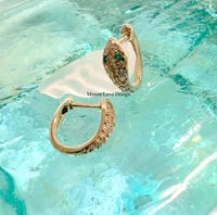 14k solid gold diamond snake oval earrings 