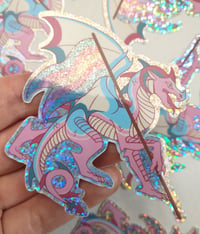 Image of Trans Pride Dragon Glitter Sticker