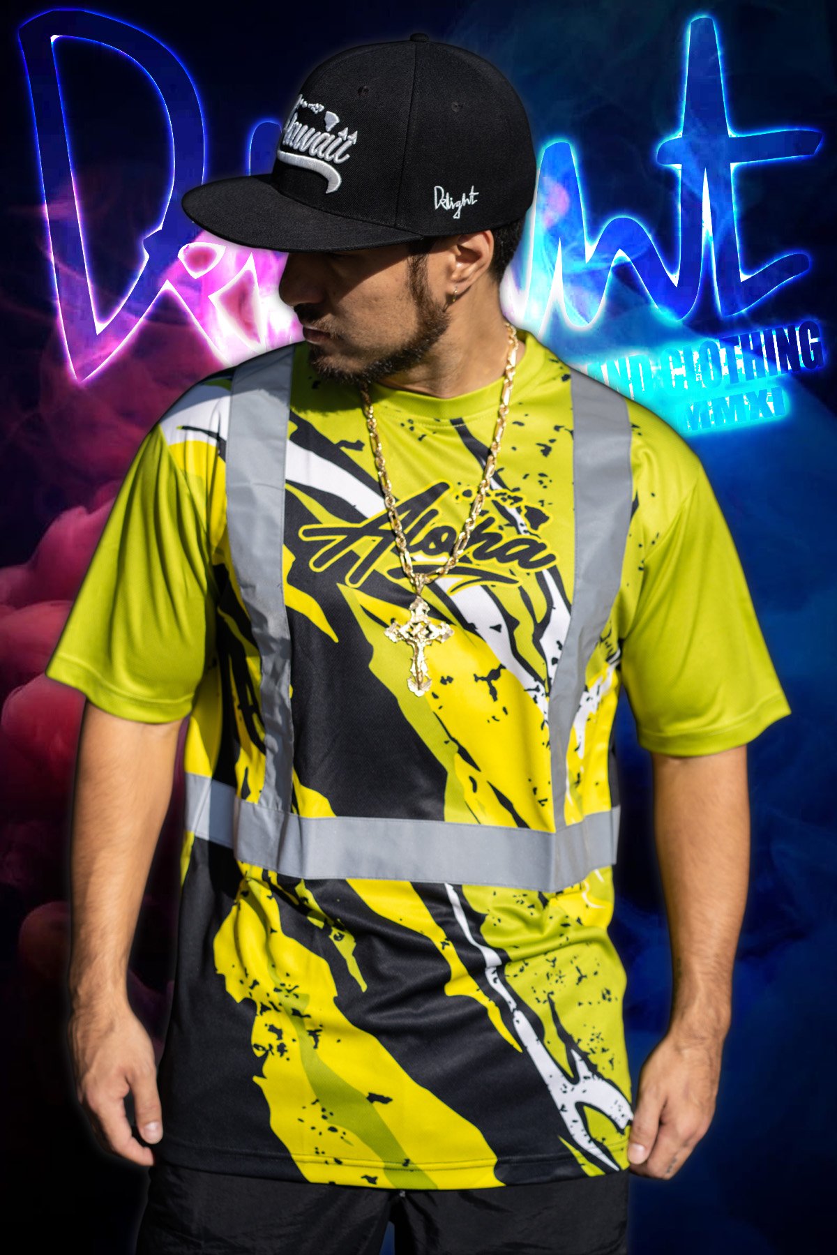 Aloha Islands - Yellow/Green/Black Abstract (Mesh) High Viz.