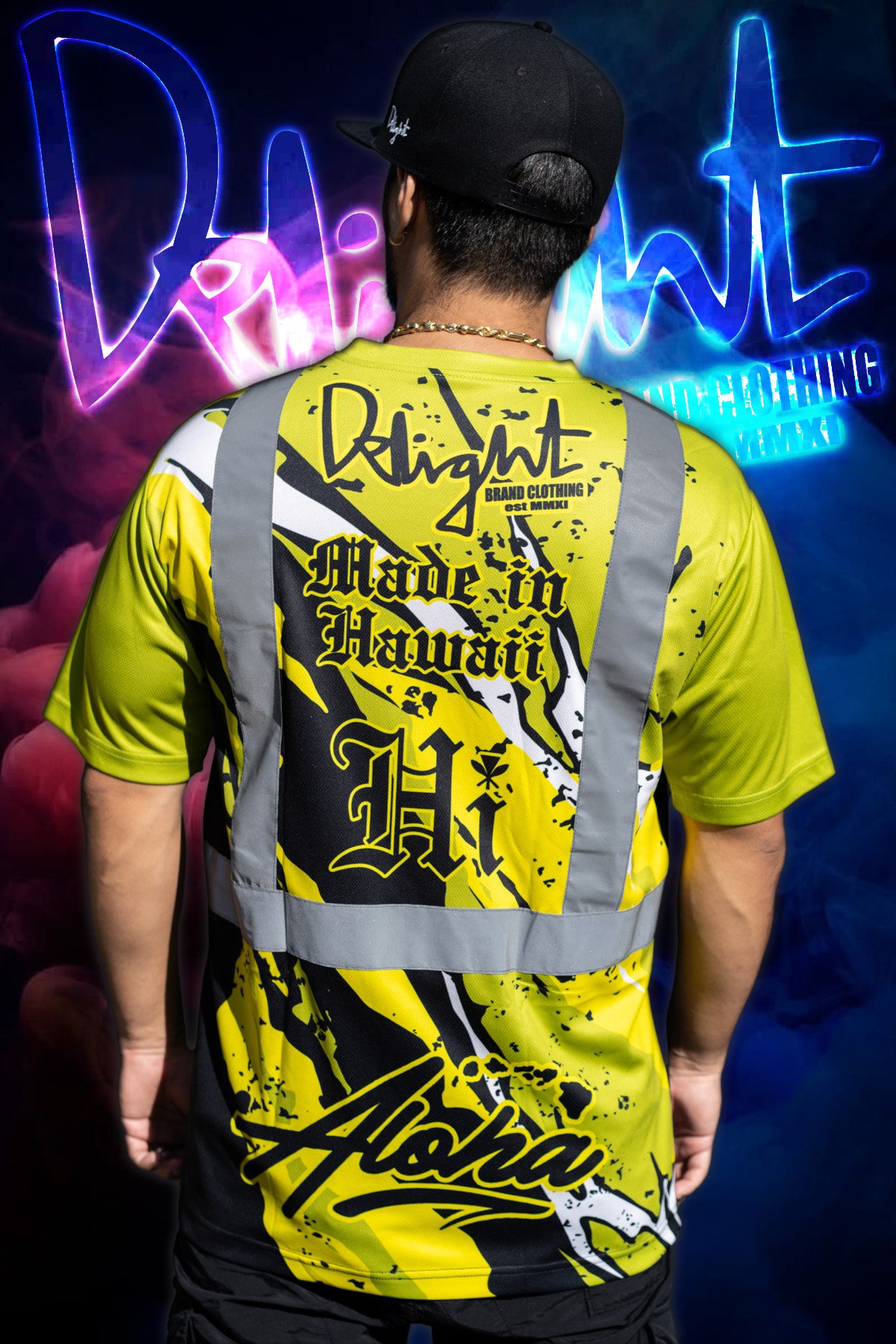 Aloha Islands - Yellow/Green/Black Abstract (Mesh) High Viz.