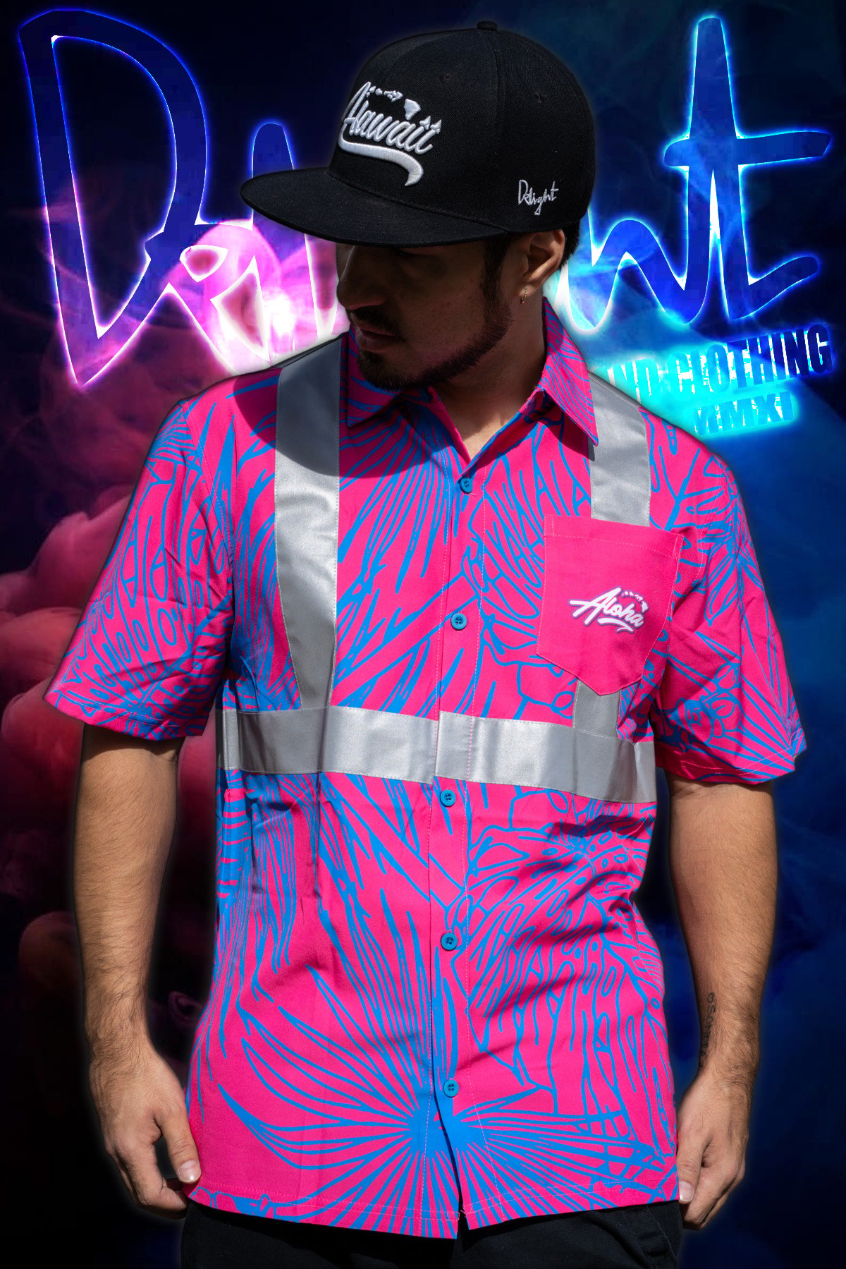 Aloha Islands - Pink/Cyan - Tropix High Viz. (4-way-stretch)