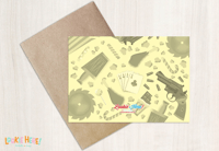 Image of Gremlins 1980s Horror Movie Illustrated Birthday Card 4 by 6 Inch