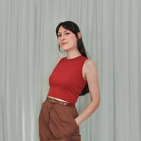 Image 2 of Phuncle cropped merino tank top - Brick