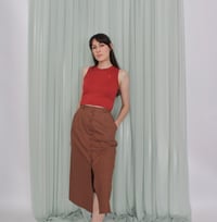 Image 9 of Phuncle cropped merino tank top - Brick