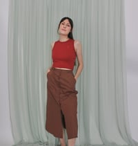 Image 12 of Phuncle cropped merino tank top - Brick