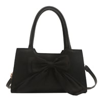 Image 5 of PU Leather Bow Classic Zipper Handbag