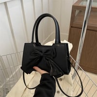 Image 2 of PU Leather Bow Classic Zipper Handbag