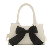 Image 6 of PU Leather Bow Classic Zipper Handbag