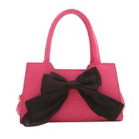 Image 7 of PU Leather Bow Classic Zipper Handbag