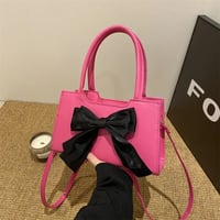 Image 4 of PU Leather Bow Classic Zipper Handbag