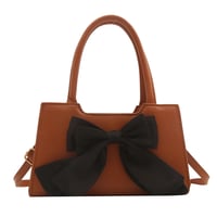 Image 9 of PU Leather Bow Classic Zipper Handbag