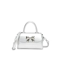 Image 9 of PU Leather Silver Bow Crossbody Bag